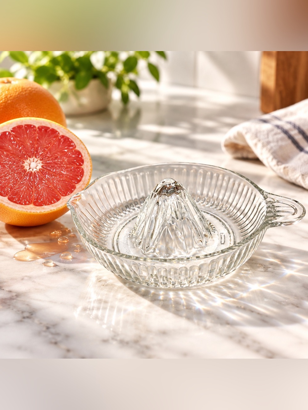 Vintage Large Clear Glass Citrus Juicer
